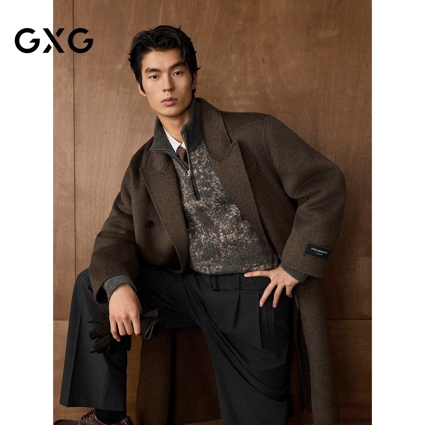 GXG男装 商场同款质感长款大衣 2025年冬季新品G25X264027