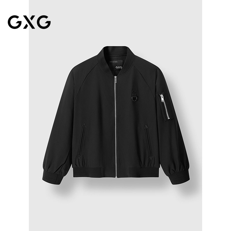 GXG男装 肌理罗纹时尚棒球领夹克外套2024冬季