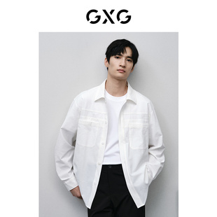 新品 GXG男裝 GFX10300741 2024年春季 襯衫 商場同款 白色易打理長袖