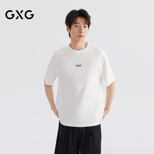 GXG男装 【纯棉】26夏新品中廓精致字母点缀百搭圆领短袖T恤男