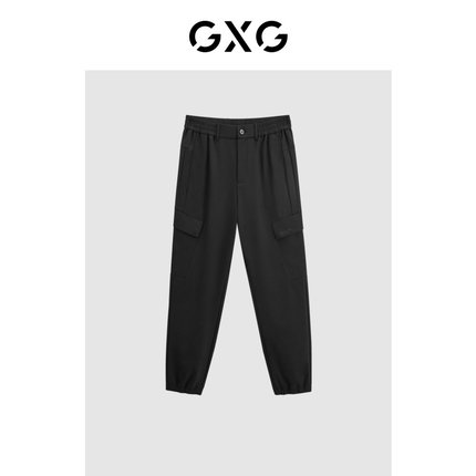 GXG男装 黑色宽松束脚工装长裤 23年冬季品GEX10229424