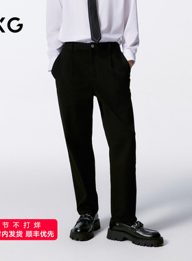 GXG男装 黑色斜纹肌理面料牛仔裤柔软 24年秋G24X053031