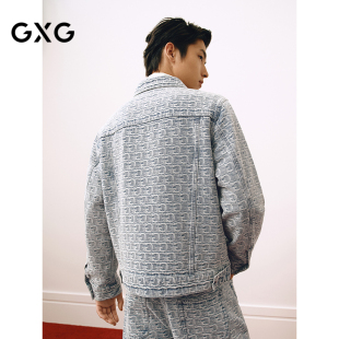 GXG男装 新年系列复古水洗提花休闲多搭牛仔夹克外套 25年春新品