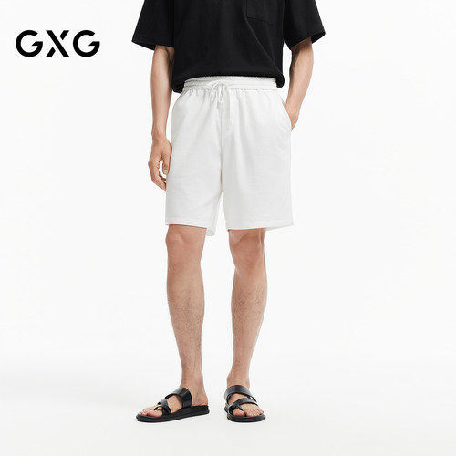 GXG男装含亚麻混纺夏季休闲直筒短裤男休宽松新款2026#G26D222033