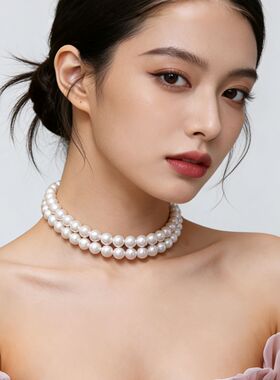 双层颈链法式短款大气脖子饰品