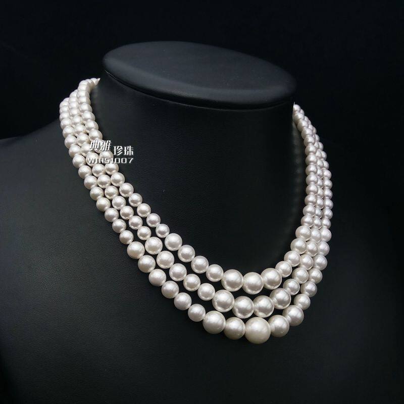 珍珠项链配饰女韩版时尚款气质三层多层短款锁骨链夏季衣服饰品