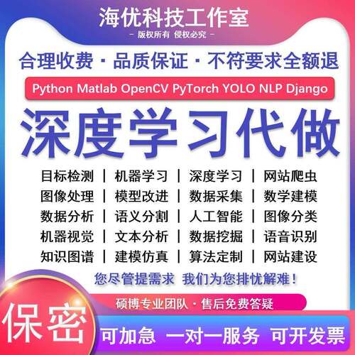 python深度学习指导代编程yolo目标检测图像分类知识图谱姿态估计
