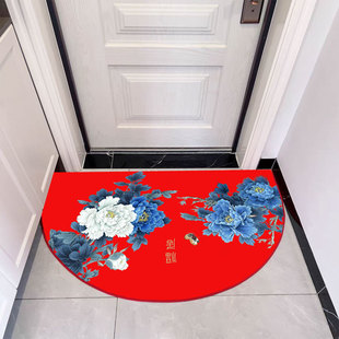 家用红色半圆入户门地垫进门口玄关脚垫门垫门内门外新年喜庆地毯