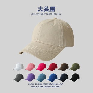 日本棒球帽女秋冬大头围显脸小运动帽子男加大加深纯色韩版鸭舌帽