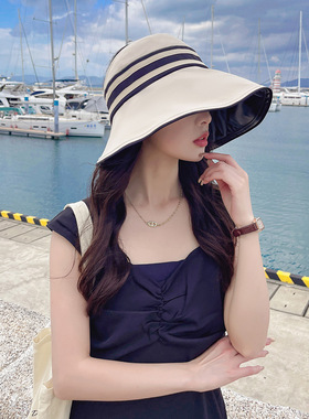 日本uv渔夫遮阳防晒帽女士2025新款夏季黑色可折叠成人专业级帽子