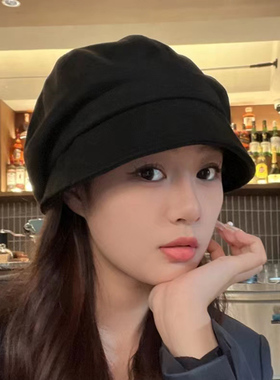 日本帽子女秋冬款春秋季大头围2024年爆款百搭八角贝雷渔夫三合一