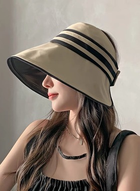 日本uv防紫外线大帽檐遮阳帽女夏季空顶防晒帽太阳帽子遮脸渔夫帽
