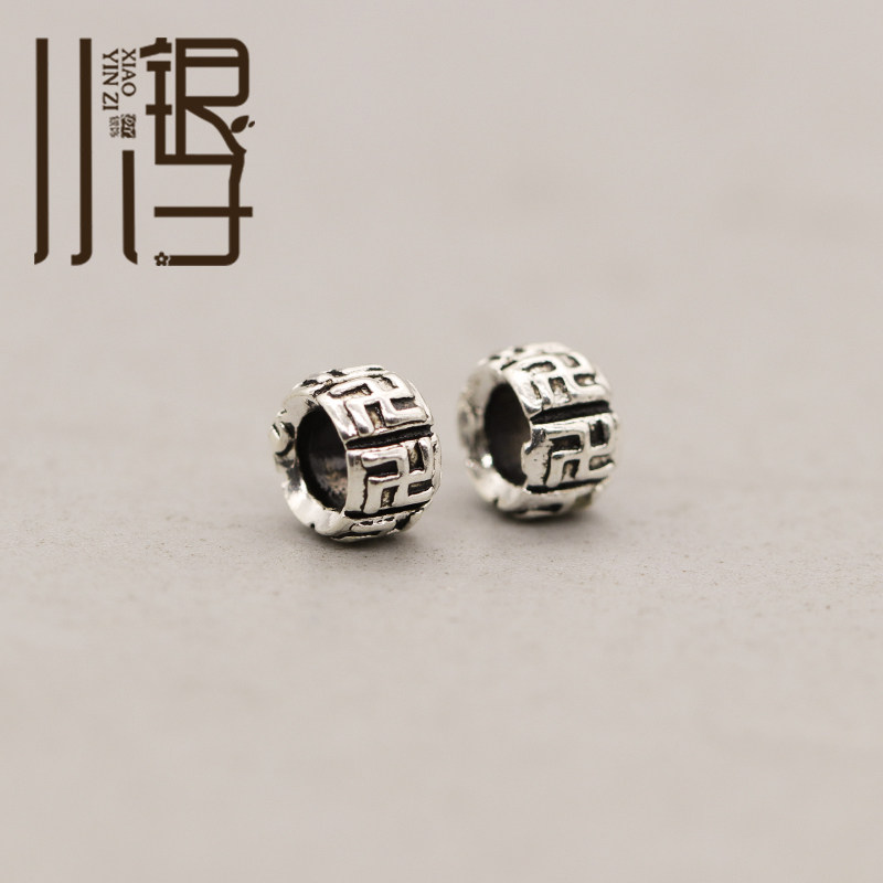 泰银隔珠 迷你万字花纹南瓜直孔散珠s925纯银银饰diy编绳串珠配件