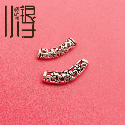 S925纯银镂空小花梅花复古弯管