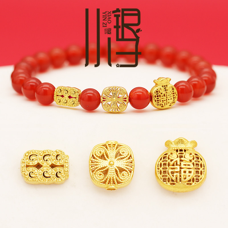 S925纯银隔珠 铜钱福包镂空长方扁珠背云 国风古法银镀金DIY配件,饰品/流行首饰/时尚饰品新,其他DIY饰品配件,淘宝优惠券,粉丝福利购,淘宝优惠卷