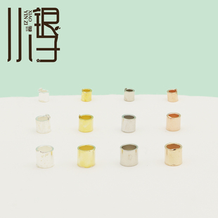 S925纯银隔珠 光面迷你圆筒定位管 银镀金DIY银饰手链串珠配件