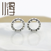 泰银隔珠 做旧六字真言大圆环闭口圈S925纯银银饰DIY编绳串珠配件