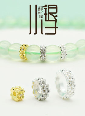 S925纯银点点小花圆环隔片