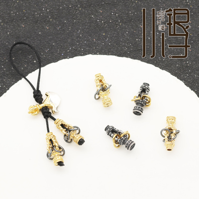 合金S925纯银四环锡杖弟子珠