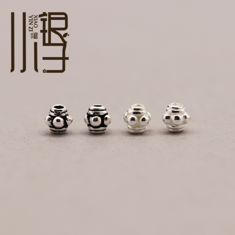 泰银素银隔珠 迷你圆点灯笼珠散珠S925纯银饰DIY编绳串珠材料配件