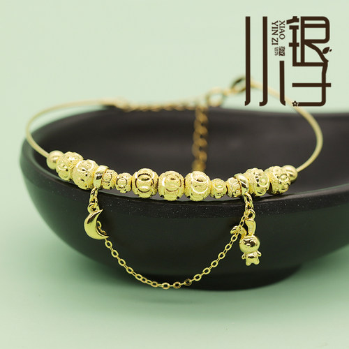 S925纯银可爱月亮小兔子十字链