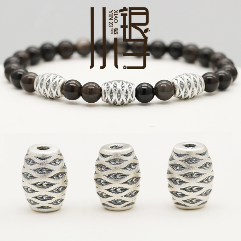 凤眼羽毛纹桶珠足银隔珠