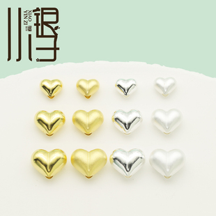 S990足银隔珠 光面爱心屁桃隔珠 银镀金饰品DIY银饰手链串珠配件