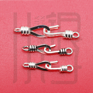 S925纯银收尾扣 麻花组合连接扣泰银素银扣子DIY手链编绳材料配件