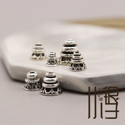 泰银隔珠镂空佛塔纯银手工串珠