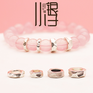 素银泰银隔珠 不规则圆环盘缠隔片S925纯银手工DIY串珠配件材料