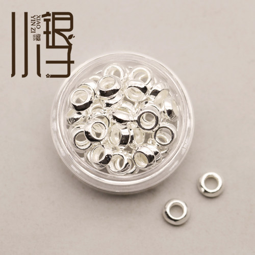S925纯银迷你光面飞碟珠灯笼珠