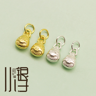 银镀金吊坠 迷你吞金兽饕餮吊球挂坠S925纯银银饰DIY手工串珠配件
