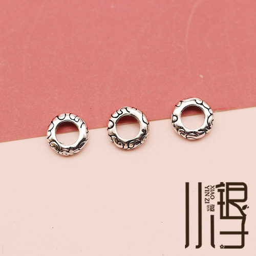 花纹圆环大孔纯银隔珠