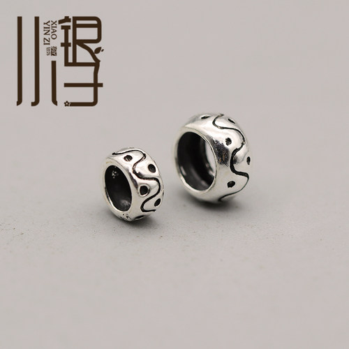 S925纯银波浪点点花纹圆环隔珠