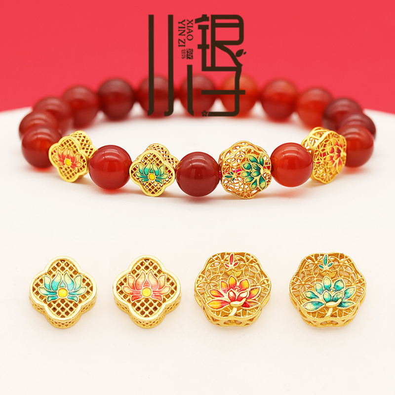 S925纯银莲花菱形六角掐丝背云