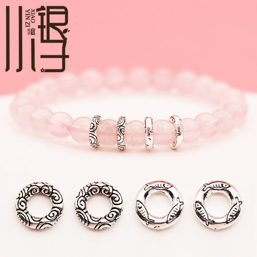 S925纯银祥云圆圈纹小鱼纹隔片