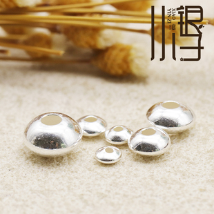 S925纯银配件素银飞碟珠扁珠素银珠隔片隔珠DIY手工水晶手链