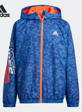 阿迪达斯正品新款大童训练运动连帽夹克外套 H45007