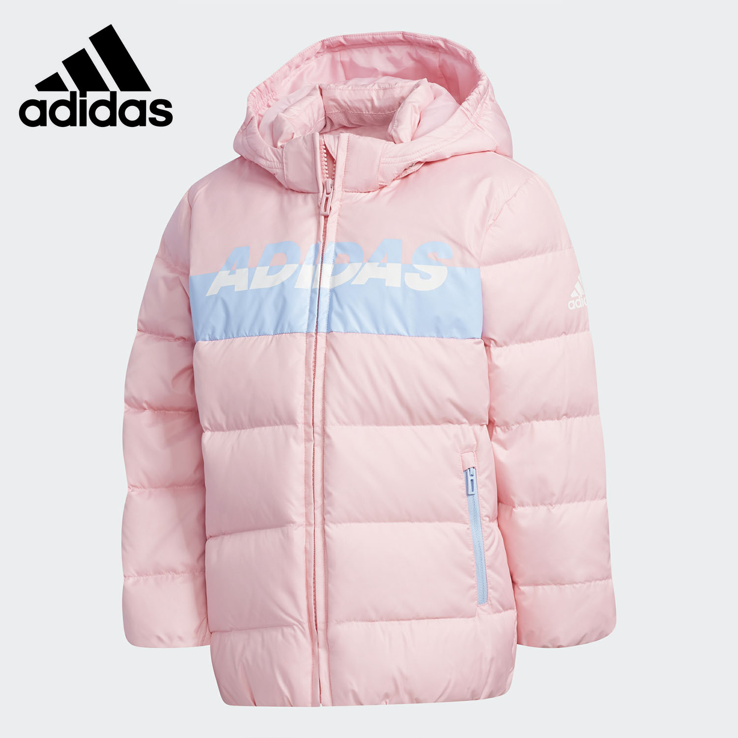 Adidas/阿迪达斯正品小童连帽保暖轻盈休闲运动羽绒服 EH4138