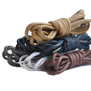 男女皮鞋鞋带黑色白色棕色休闲鞋马丁短靴机车靴细圆形打蜡鞋绳子