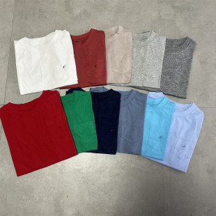 Ｔ110 男女小中大童青少年口袋刺绣小马标纯棉短袖 170 单 外贸RL元