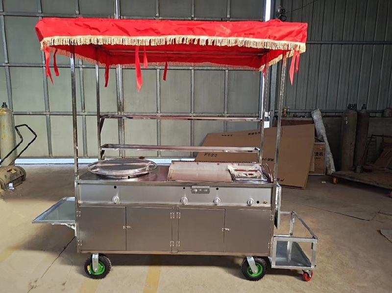 新品杂粮煎饼车商用燃气摆摊美食推车煎饼果子手抓饼扒炉铁板烧油