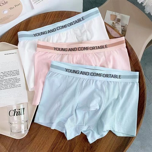 网孔莫代尔棉中腰男士内裤