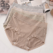 蕾丝边纯棉底裆包臀舒适三角短裤 高奢磨毛莫代尔中腰内裤 女法式