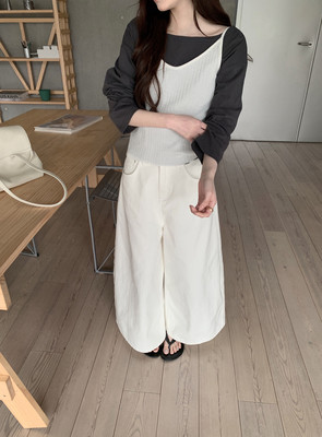 At 11/2026新款韩系慵懒风镰刀口袋宽松显瘦休闲九分牛仔裤