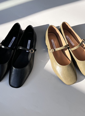 【chooi】韩国原单正版！油蜡皮设计感方头低平跟单鞋