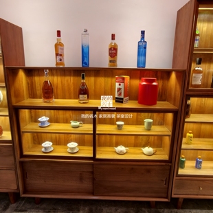 130*140茶室柜老槠木实木柜子陈列柜展示收纳柜茶叶茶具收纳酒柜
