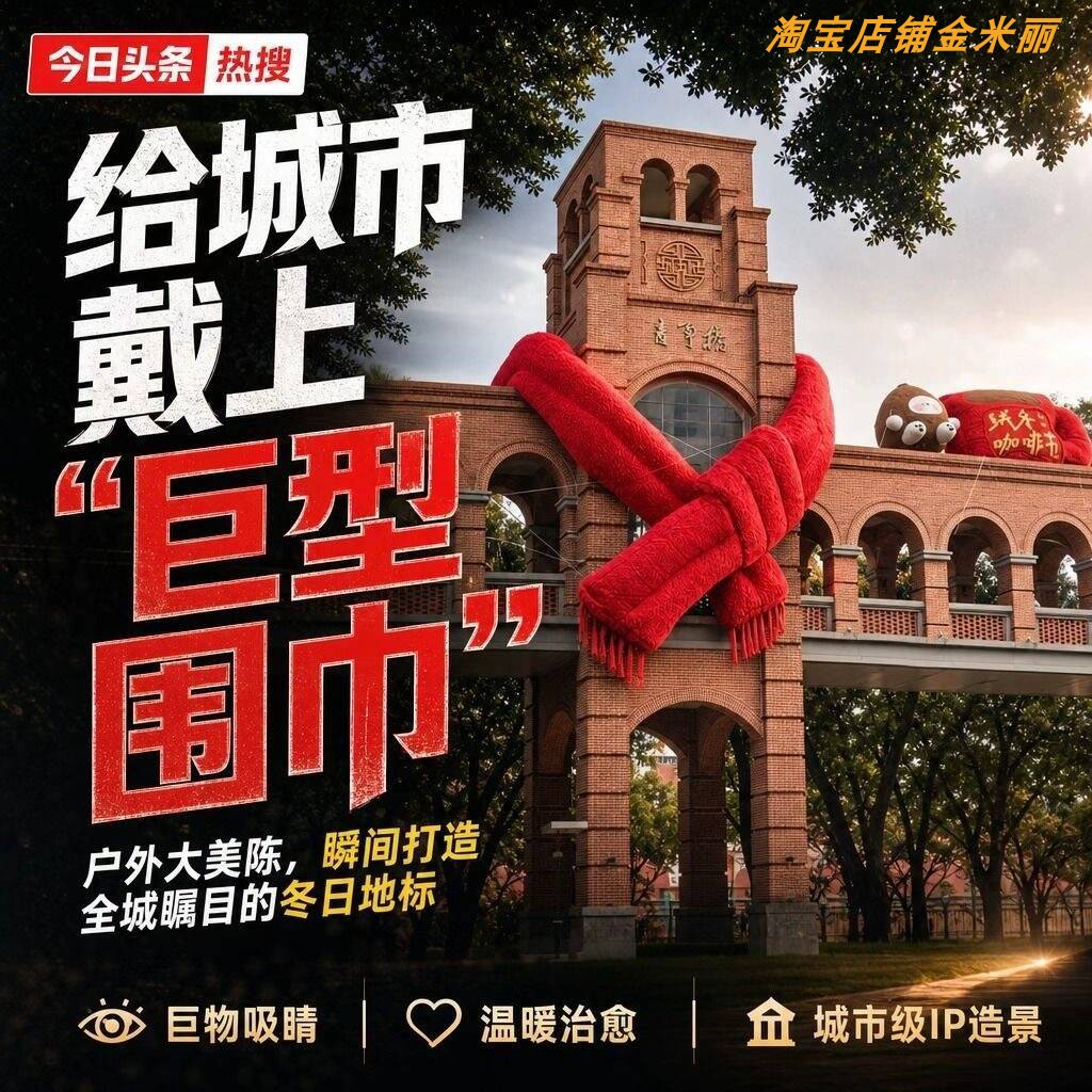 巨型围巾充气气模户外活动定制应援聚会装饰道具冬日地标美陈装饰