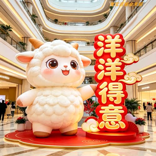 网红小羊充气气模吉祥物美陈