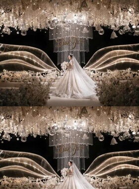 新款婚礼装饰铁艺发光背景阳光板舞台摆件迎宾区天使之翼婚庆道具